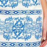 BLUE PORCELAIN WOVEN MINI SKIRT
