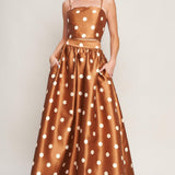 CHIC POLKA FLOW WOVEN FULL MAXI SKIRT