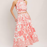AMALFI SUNSET WOVEN MIDI FULL SKIRT