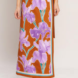 SUMMER IRIS WOVEN MIDI WRAP SKIRT