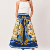 BAROQUE ESCAPE WOVEN MIDI SKIRT