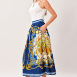 BAROQUE ESCAPE WOVEN MIDI SKIRT