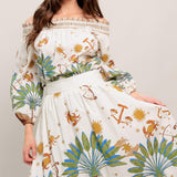 SUNLIT GARDEN WOVEN FULL MIDI SKIRT