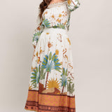 SUNLIT GARDEN WOVEN FULL MIDI SKIRT