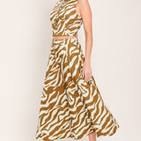 TERRA STRIPE WOVEN MIDI SKIRT