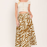 TERRA STRIPE WOVEN MIDI SKIRT