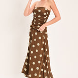 FRENCH GIRL POLKA DOT POWER MESH MIDI SKIRT