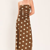 FRENCH GIRL POLKA DOT POWER MESH MIDI SKIRT
