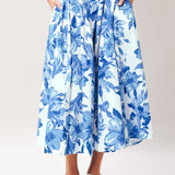 SKY BLOSSOM WOVEN FULL CIRCLE SKIRT