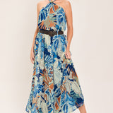 BLUE LAGOON WOVEN MIDI SKIRT