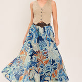 BLUE LAGOON WOVEN MIDI SKIRT
