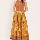 SUNSET GARDEN WOVEN FULL MIDI SKIRT