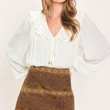 BRONZED TAPESTRY WHIM FAUX SUEDE SKIRT