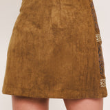 BRONZED TAPESTRY WHIM FAUX SUEDE SKIRT