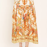ANTIQUE BLOOM WOVEN MIDI CIRCLE SKIRT