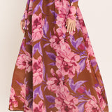 PLUM BLOSSOM WOVEN FULL MAXI SKIRT