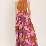 PLUM BLOSSOM WOVEN FULL MAXI SKIRT