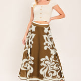 COFFEE CREAM BORDER CIRCLE SKIRT