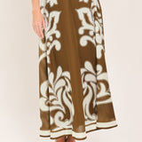 COFFEE CREAM BORDER CIRCLE SKIRT