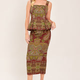 RUSTIC MEDALLION WOVEN PENCIL SKIRT
