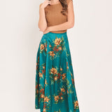LAGOON FLOWER CHERISH WOVEN MIDI CIRCLE SKIRT