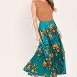 LAGOON FLOWER CHERISH WOVEN MIDI CIRCLE SKIRT