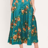 LAGOON FLOWER CHERISH WOVEN MIDI CIRCLE SKIRT