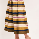 SAFFRON STRIPE WHISPER WOVEN FULL MIDI SKIRT
