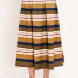 SAFFRON STRIPE WHISPER WOVEN FULL MIDI SKIRT