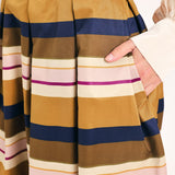 SAFFRON STRIPE WHISPER WOVEN FULL MIDI SKIRT