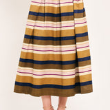 SAFFRON STRIPE WHISPER WOVEN FULL MIDI SKIRT