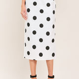 RETRO POLKA DOT WOVEN MIDI PENCIL SKIRT