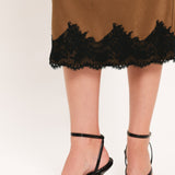 UMBER LACE AFTERGLOW FAUX SUEDE STRAIGHT SKIRT