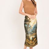 HARVEST RIVER REVERIE WOVEN PENCIL SKIRT
