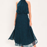 TEAL SHADOW SWAY WOVEN JACQUARD CIRCLE MIDI SKIRT