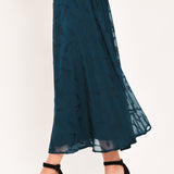 TEAL SHADOW SWAY WOVEN JACQUARD CIRCLE MIDI SKIRT