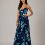 Jardin Bleu Pleated Maxi Dress