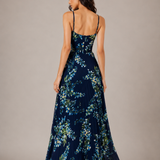 Jardin Bleu Pleated Maxi Dress