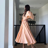 BROMELIA DRESS IN HOT PEACH
