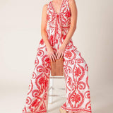 COLETTE DREAM RED WOVEN JUMPSUIT