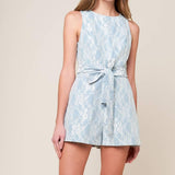 MOMENT MAKER DENIM BLUE WOVEN ROMPER