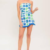 TELL ME WHITE BLUE WOVEN ROMPER