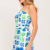 TELL ME WHITE BLUE WOVEN ROMPER