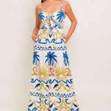VACAY GLOW IVORY BLUE WOVEN JUMPSUIT