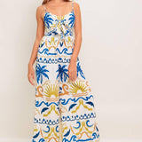 VACAY GLOW IVORY BLUE WOVEN JUMPSUIT