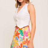 TIDAL TOUCH IVORY WOVEN SKORT
