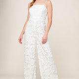 JUST ENOUGH OFF WHITE WOVEN LACE JUMPSUIT