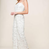 JUST ENOUGH OFF WHITE WOVEN LACE JUMPSUIT