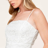 JUST ENOUGH OFF WHITE WOVEN LACE JUMPSUIT
