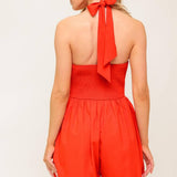 PLUM EMBRACE RED WOVEN ROMPER